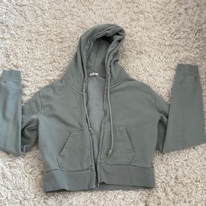 Sage green cropped zip up jacket